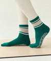 MoveActive Crew Non Slip Grip Socks - Emerald Oat Stripe