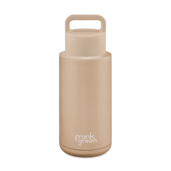 Frank Green 1 Litre Reusable Bottle (Grip Finish) with Grip Lid - Soft Stone