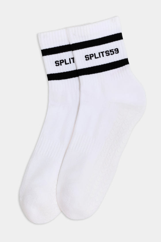 Splits59 Logo Stripe Ankle Socks With Grip - White/Black