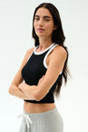 Splits59 Kiki Rib Crop Tank - Black/White