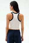 Splits59 Kiki Rib Crop Tank - White/Indigo