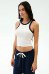 Splits59 Kiki Rib Crop Tank - White/Indigo