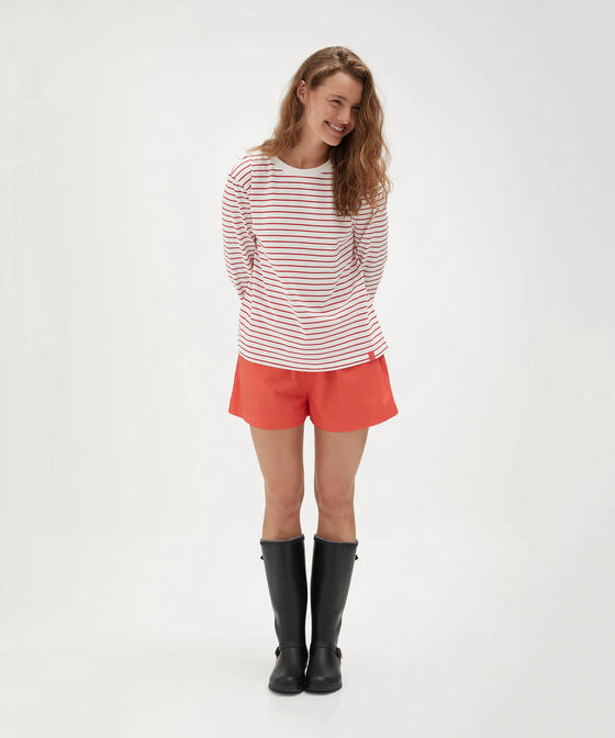Holiday Shop Cotton Striped Long Sleeve Top - Red Stripe