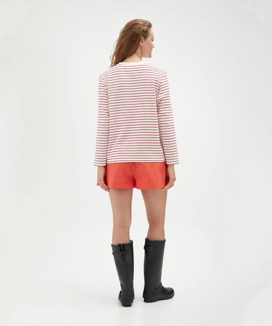 Holiday Shop Cotton Striped Long Sleeve Top - Red Stripe