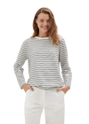 Holiday Shop Cotton Striped Long Sleeve Top - White Stripe