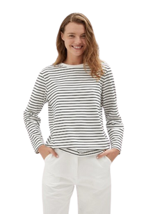  Holiday Shop Cotton Striped Long Sleeve Top - White Stripe