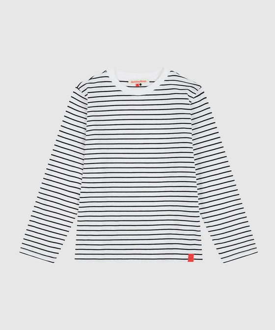 Holiday Shop Cotton Striped Long Sleeve Top - White Stripe