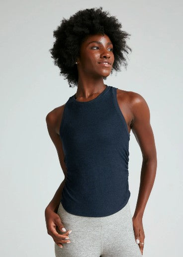 Beyond Yoga Featherweight Your Fit Shirred Tank - Nocturnal Navy
