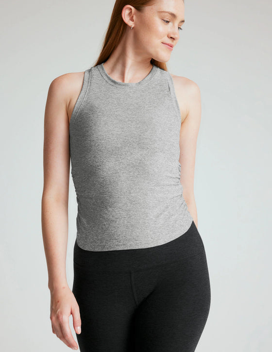 Beyond Yoga Featherweight Your Fit Shirred Tank - Silver Mist