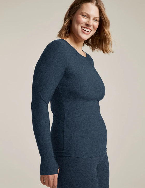 Beyond Yoga Featherweight Classic Crew Pullover - Nocturnal Navy