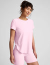 Beyond Yoga Featherweight On The Down low Tee - Frosty Pink Heather