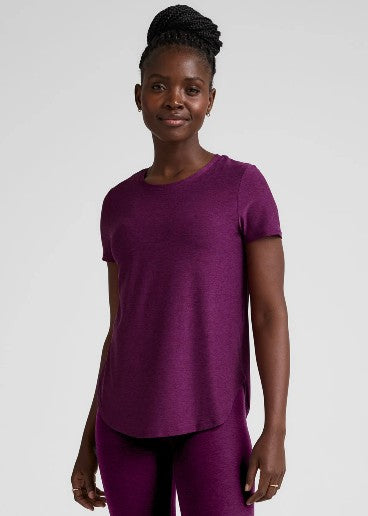 Beyond Yoga Featherweight On The Down low Tee - Aubergine Beet