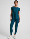 Beyond Yoga Featherweight On The Down low Tee - Blue Gem Heather