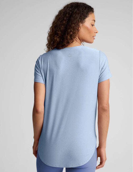 Beyond Yoga Featherweight On The Down low Tee - Blue Zen Heather