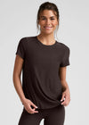 Beyond Yoga Featherweight On The Down low Tee - Dark Chocolate Heather