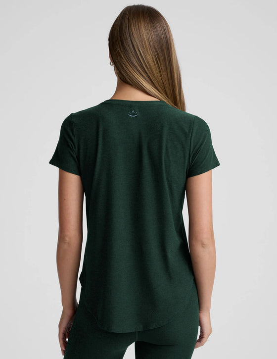 Beyond Yoga Featherweight On The Down Low Tee - Dark Spruce Green Heather
