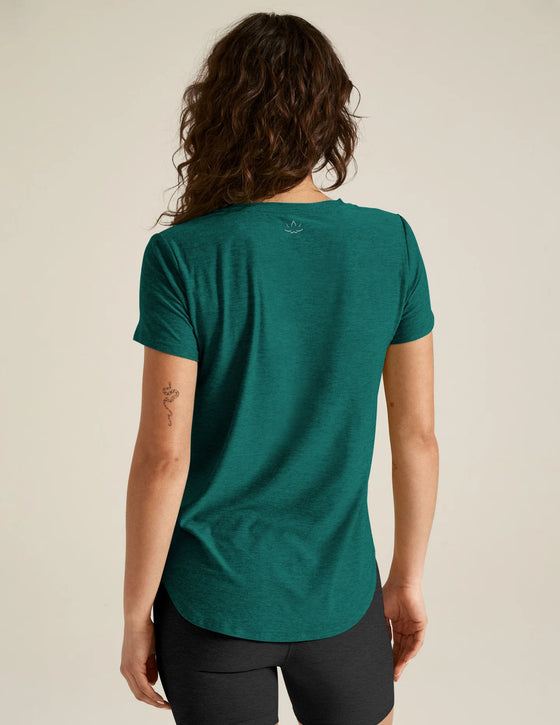Beyond Yoga On The Down Low Tee - Lunar Teal Heather