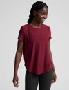 Beyond Yoga Featherweight On The Down low Tee - Ruby Rush Heather
