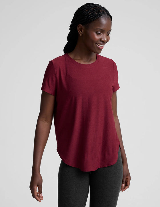 Beyond Yoga Featherweight On The Down low Tee - Ruby Rush Heather