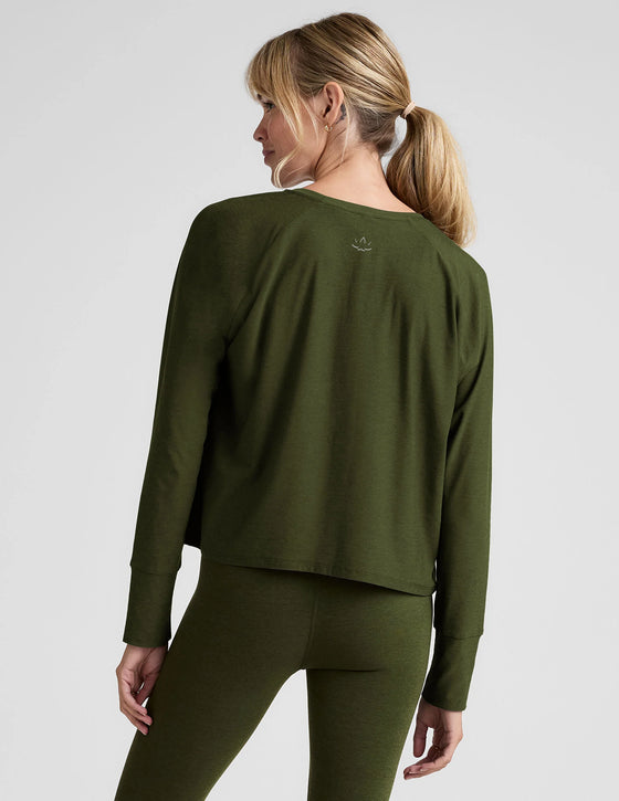 Beyond Yoga Featherweight Daydream Pullover - Army Green Heather