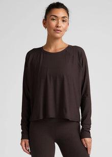  Beyond Yoga Featherweight Daydream Pullover - Dark Chocolate Heather