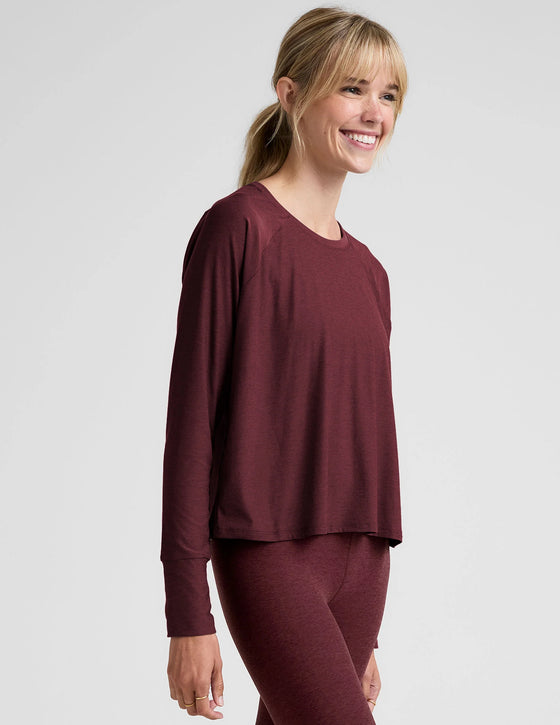 Beyond Yoga Featherweight Daydream Pullover - Midnight Burgundy Heather