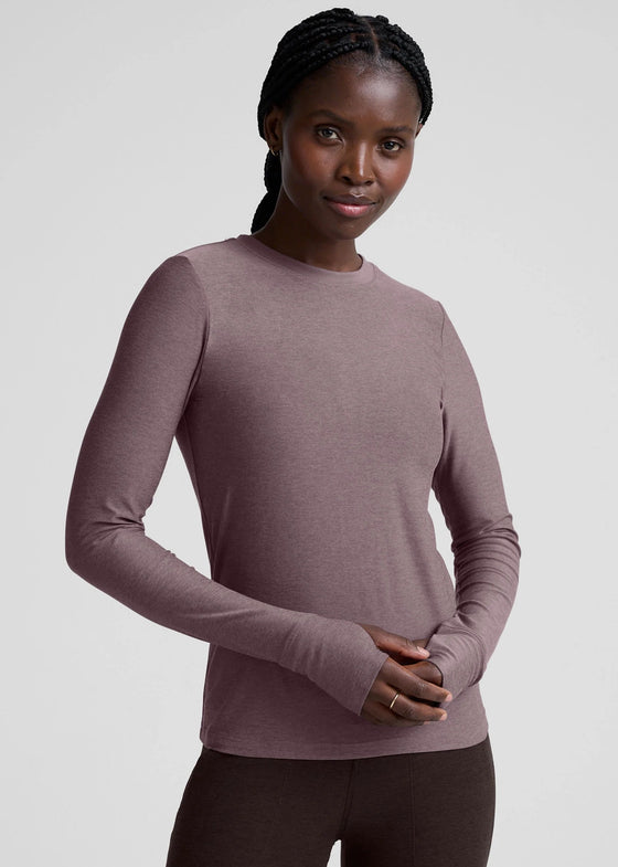 Beyond Yoga Featherweight Long Sleeve Crew - Soft Violet Dusk Heather