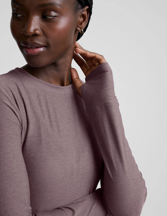 Beyond Yoga Featherweight Long Sleeve Crew - Soft Violet Dusk Heather