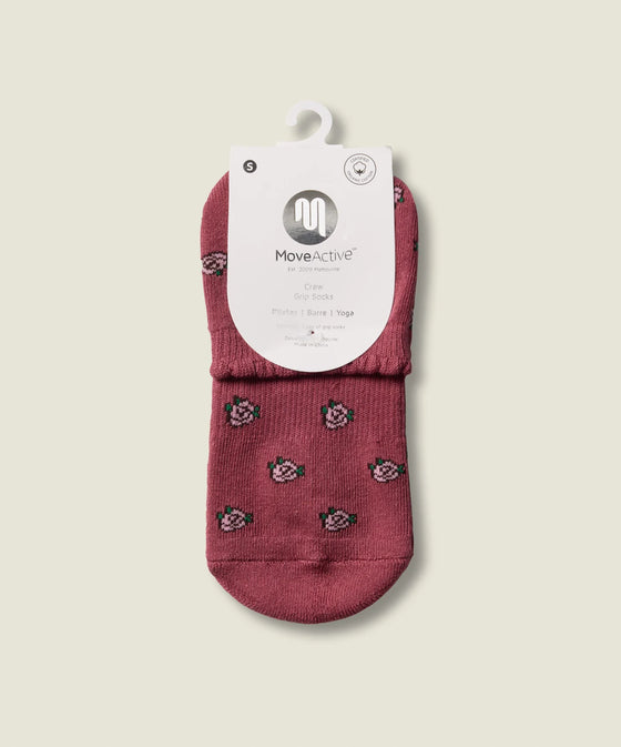 MoveActive Quarter Crew Grip Sock - Wild Rose Quarter Red