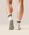 MoveActive Classic Crew Grip Socks - Olive Stripe