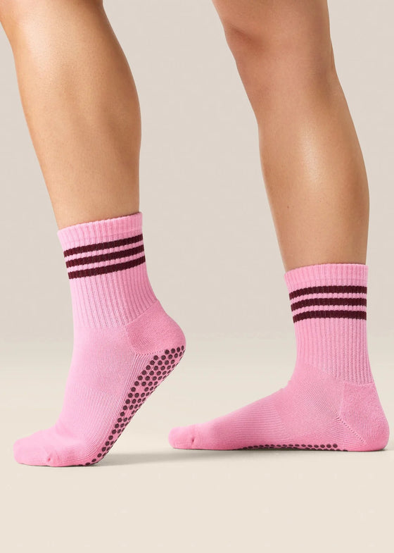 MoveActive Classic Crew Grip Sock - Pink Paloma