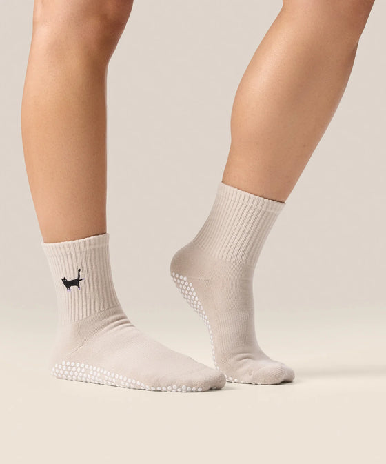 MoveActive Classic Crew Grip Sock - Pilates Kitty