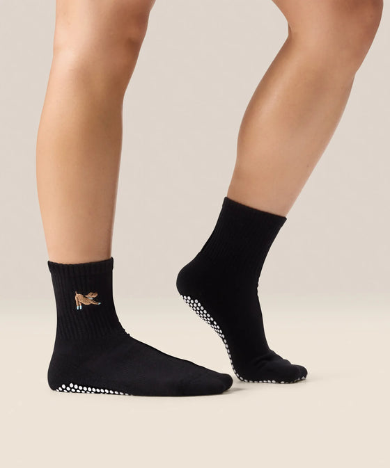 MoveActive Classic Crew Grip Sock - Pilates Pup
