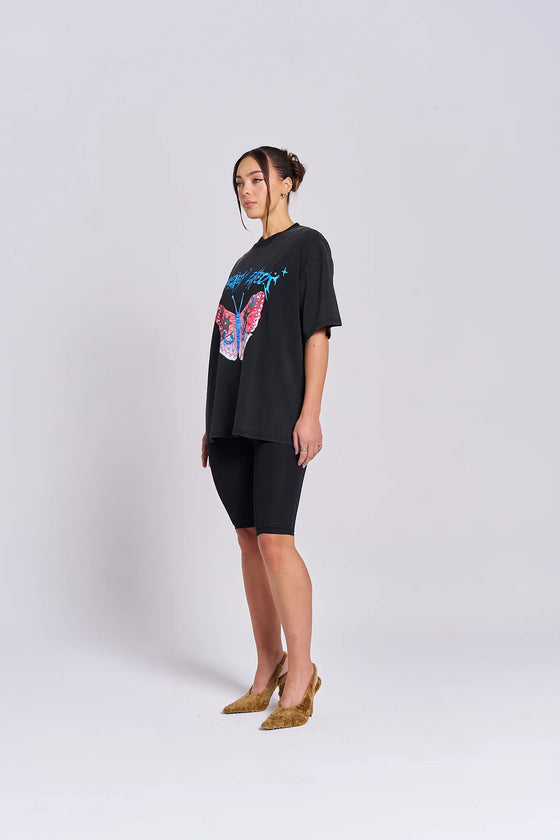 Maku the Label Butterfly Effect Tee - Acid Wash Black