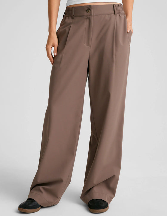 Beyond Yoga Status Wide Leg Trousers - Khaki