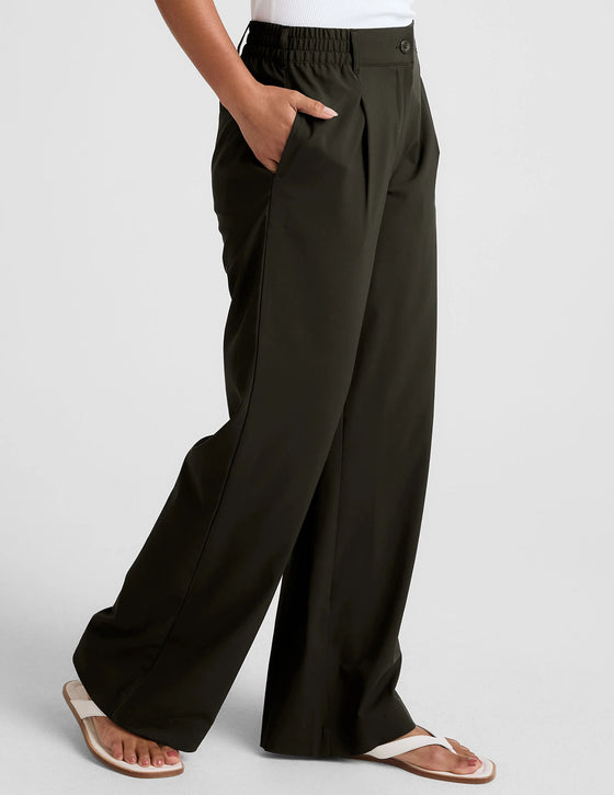 Beyond Yoga Status Wide Leg Trousers - Olive Ink