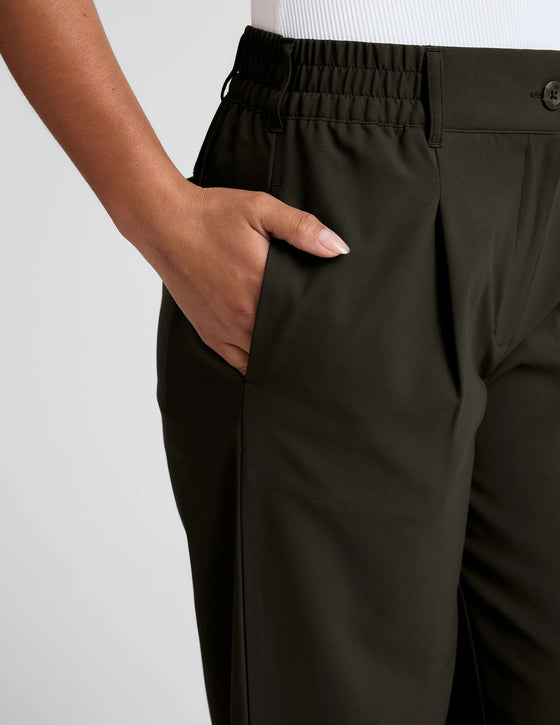 Beyond Yoga Status Wide Leg Trousers - Olive Ink