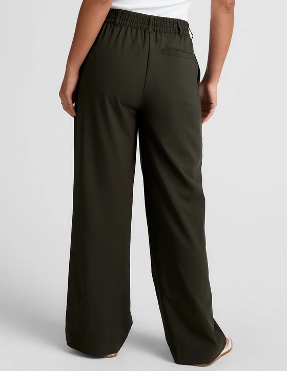 Beyond Yoga Status Wide Leg Trousers - Olive Ink