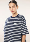 P.E Nation Oversized Spark Tee - Dark Navy Stripe