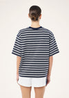P.E Nation Oversized Spark Tee - Dark Navy Stripe