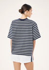 P.E Nation Oversized Spark Tee - Dark Navy Stripe
