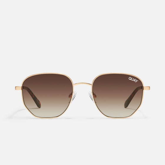 Quay Big Time - Brushed Gold Frame / Brown Lens