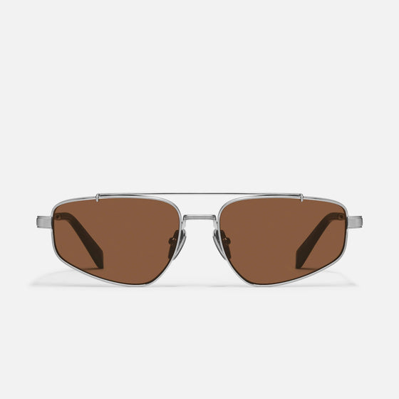 Quay Pit Stop - Brushed Silver/Brown