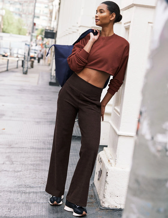 Beyond Yoga Spacedye Laid Back Wide Leg Pant - Dark Chocolate Heather