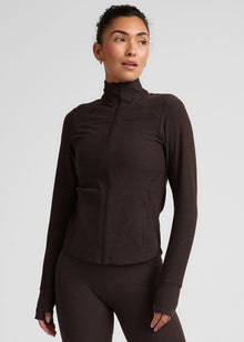  Beyond Yoga Spacedye Trails Active Jacket - Dark Chocolate Heather