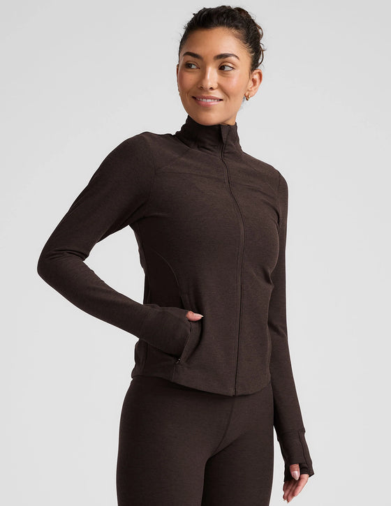 Beyond Yoga Spacedye Trails Active Jacket - Dark Chocolate Heather