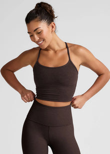  Beyond Yoga Spacedye Slim Racerback Cropped Tank - Dark Chocolate Heather