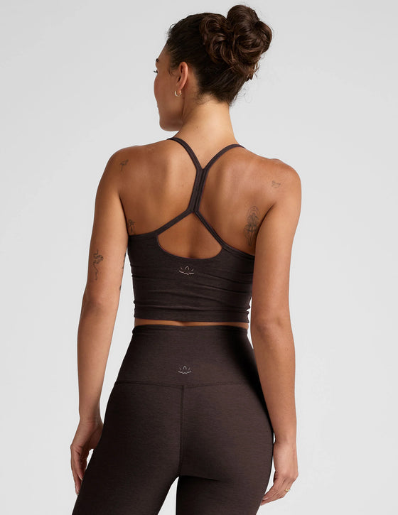 Beyond Yoga Spacedye Slim Racerback Cropped Tank - Dark Chocolate Heather