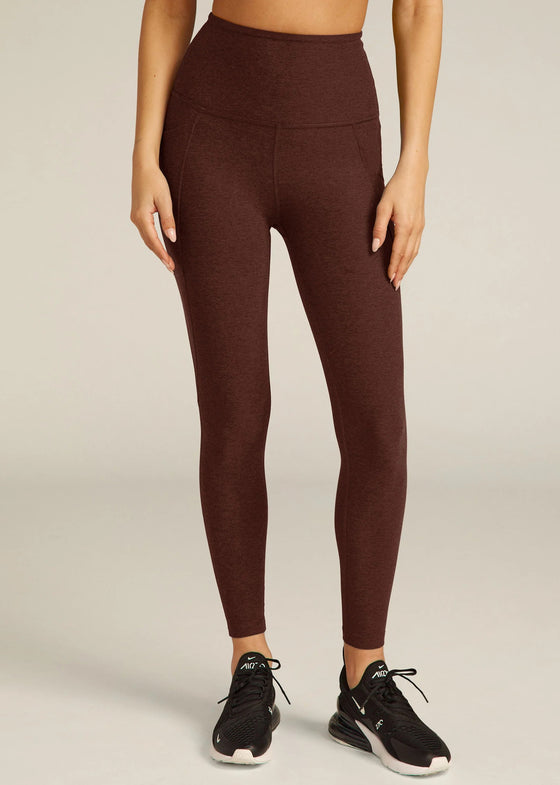 Beyond Yoga Out of Pocket High Waisted Midi Legging - Dark Chocolate Heather