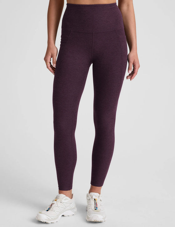 Beyond Yoga Out of Pocket High Waisted Midi Legging - Eggplant Purple Heather
